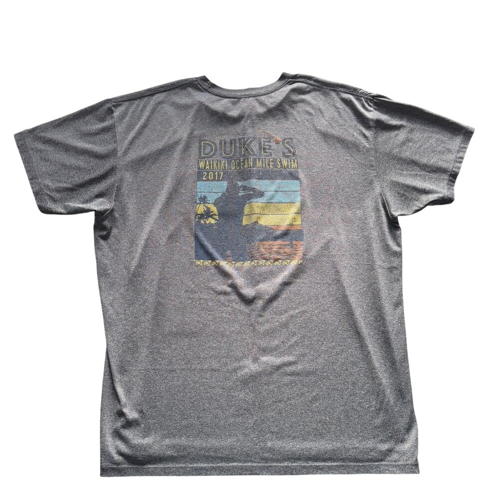DUKES WAIKIKI OCEAN MILE SWIM 2017 T SHIRT GRAY HAWAII GRAPHIC SIZE L